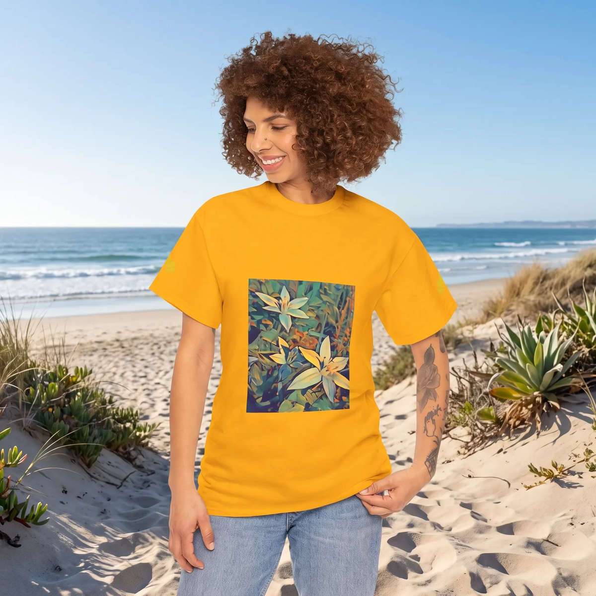 Unisex Heavy Cotton Tee - Poly Art - Flower of Ornithogalum (Variant 2)