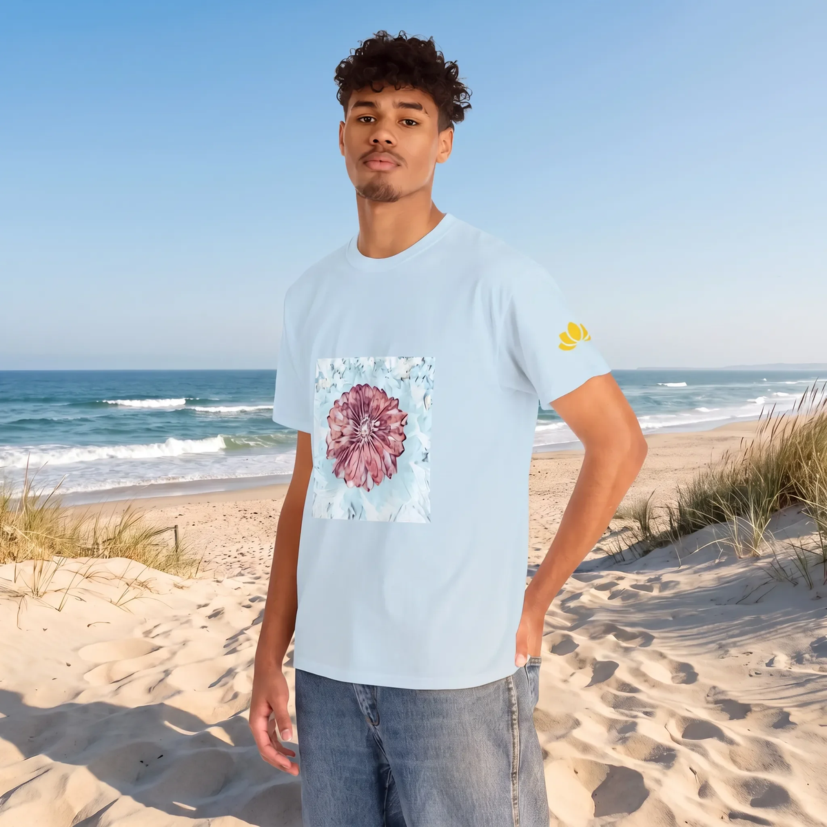 Unisex Heavy Cotton Tee - Poly Art - Flower of Dahlia (Variant 2)