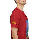 Unisex Heavy Cotton Tee - Dieffenbachia Plant and Sea landscape