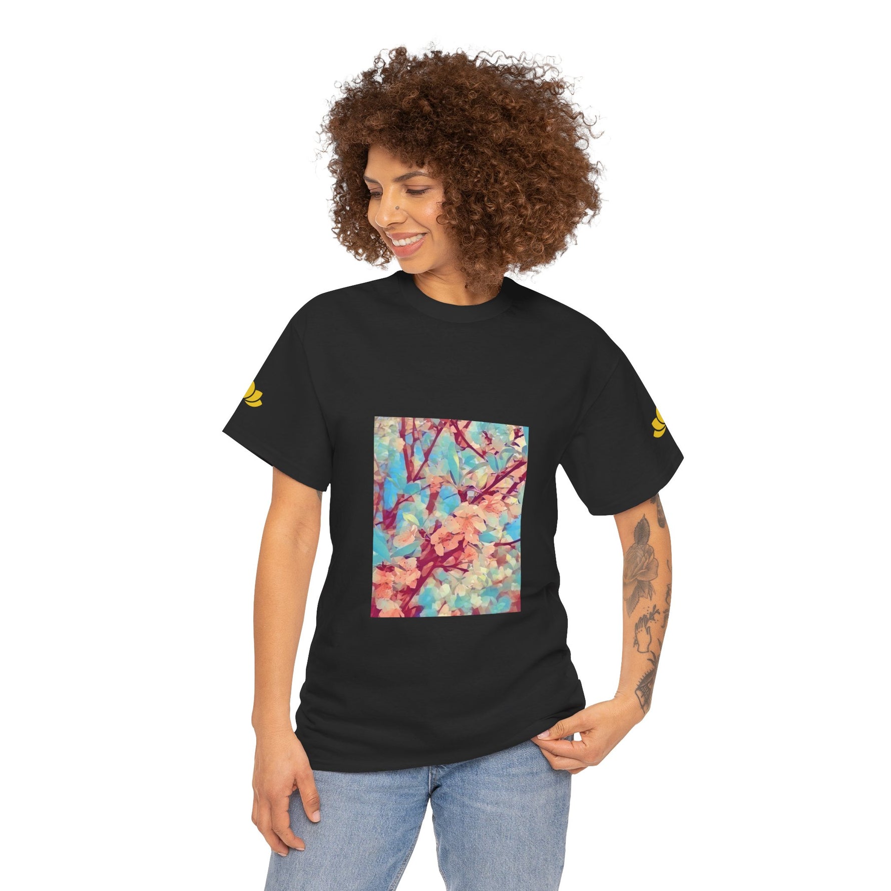 Unisex Heavy Cotton Tee - Poly Art - Apple's Tree Flower (Variant 3)