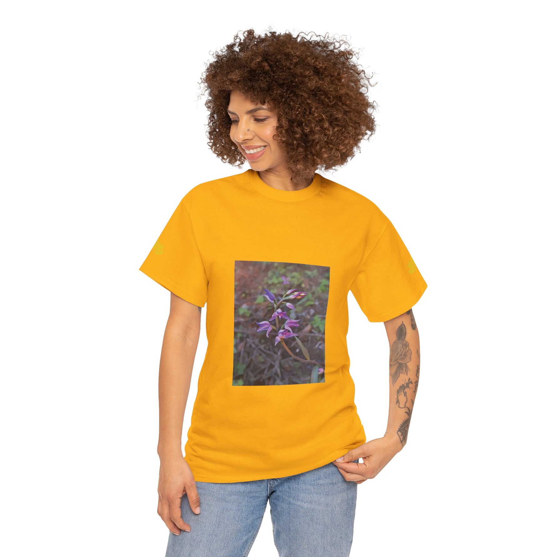 Unisex Heavy Cotton Tee - Poly Art - Flower of Cephalanthera Rubra
