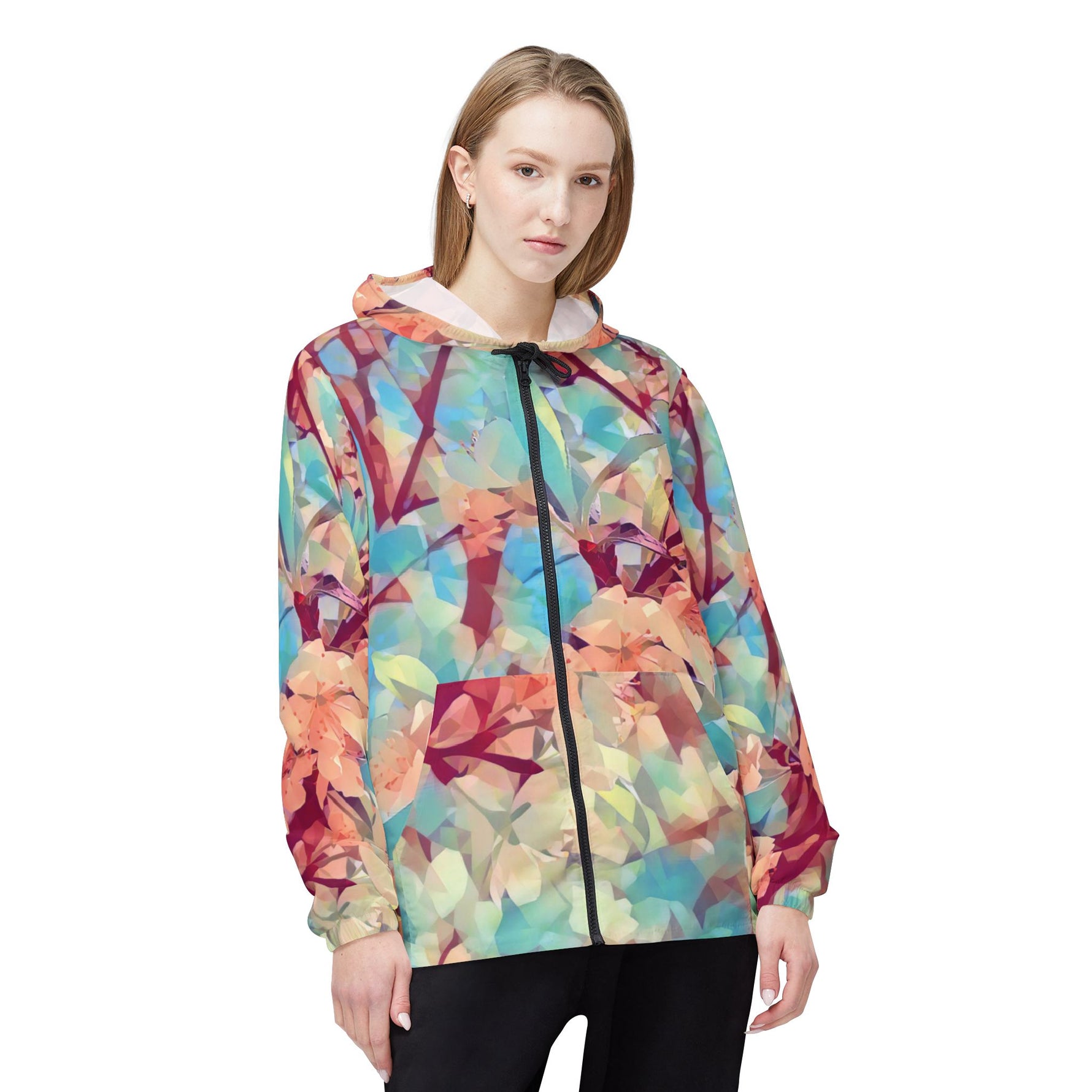 Windbreaker Jacket - Poly Art - Apple's Tree Flower (Variant 3)