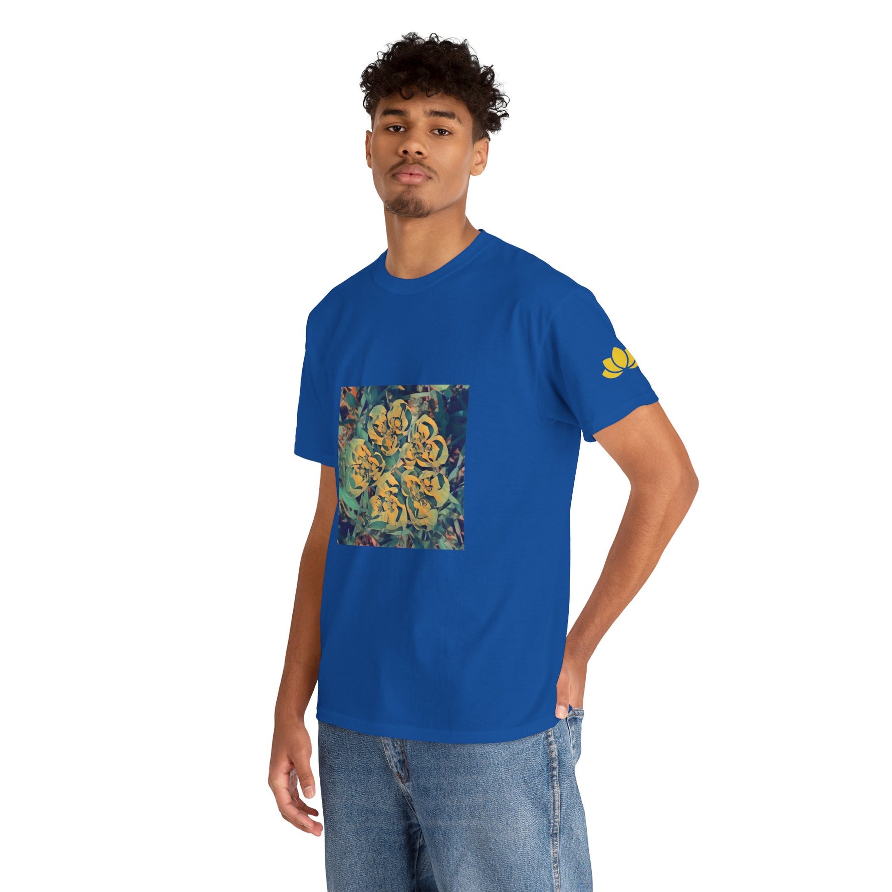 Unisex Heavy Cotton Tee - Poly Art - Flower of Euphorbia Helioscopia