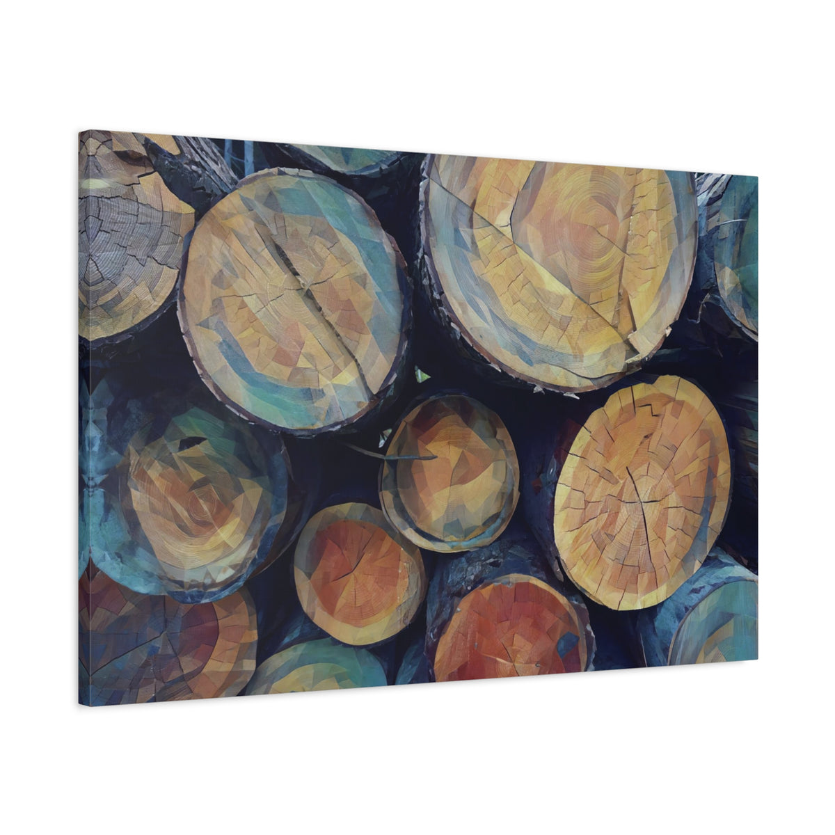 Stretched Matte Canvas - Poly Art - Wooden Trunks (Variant 3)