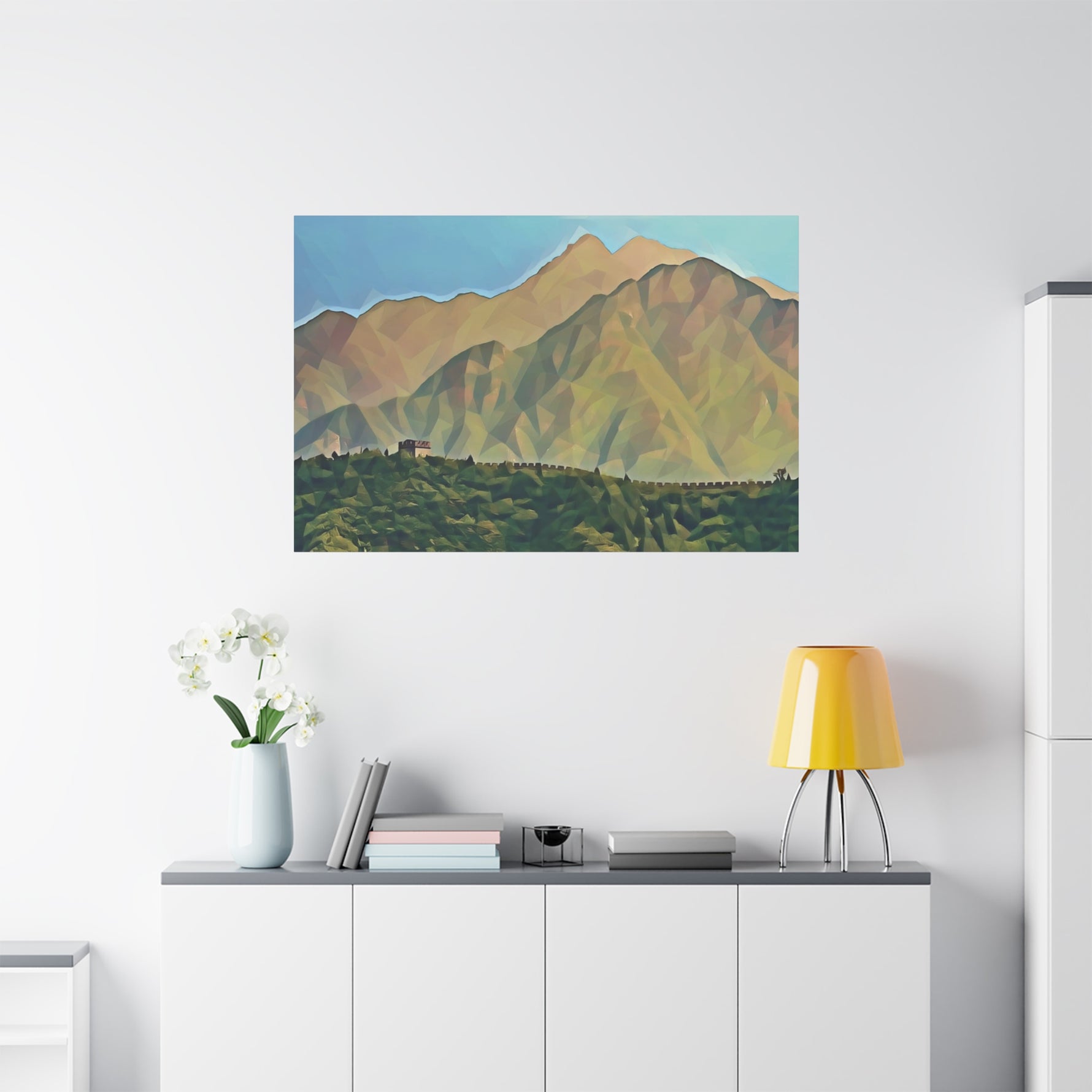 Stretched Matte Canvas - Poly Art - China's Great Wall (Variant 1)
