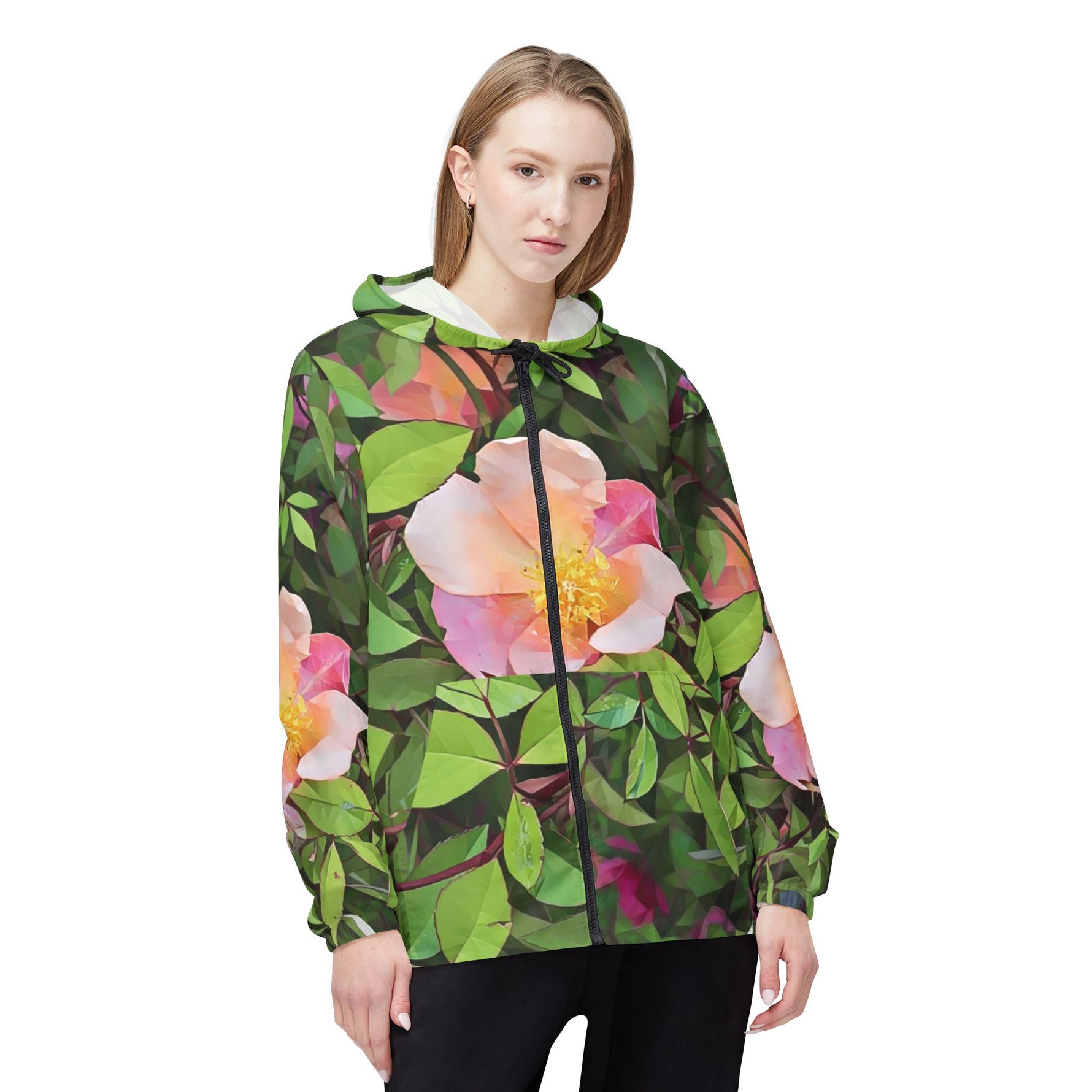 Windbreaker Jacket - Poly Art - Flower of Rose (Variant 1)