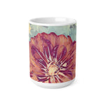 Ceramic White Cup 15oz - Poly Art - Flower of Dahlia (Variant 1)