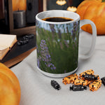 Ceramic White Cup 15oz - Flower of Lavender with bombus insect (Variant 2)