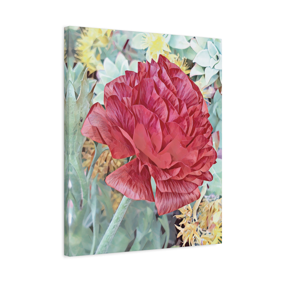 Stretched Matte Canvas - Poly Art - Dahlia in red (Variant 2)