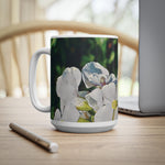 Ceramic White Cup 15oz - Poly Art - Flower, White