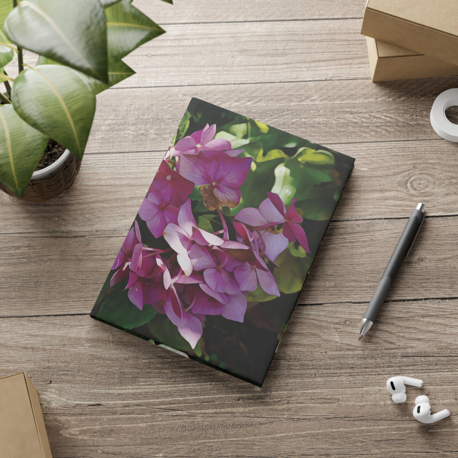 Hardcover Notebook with Puffy Covers - Flower of Ortensia/Hydrangea Macrophylla