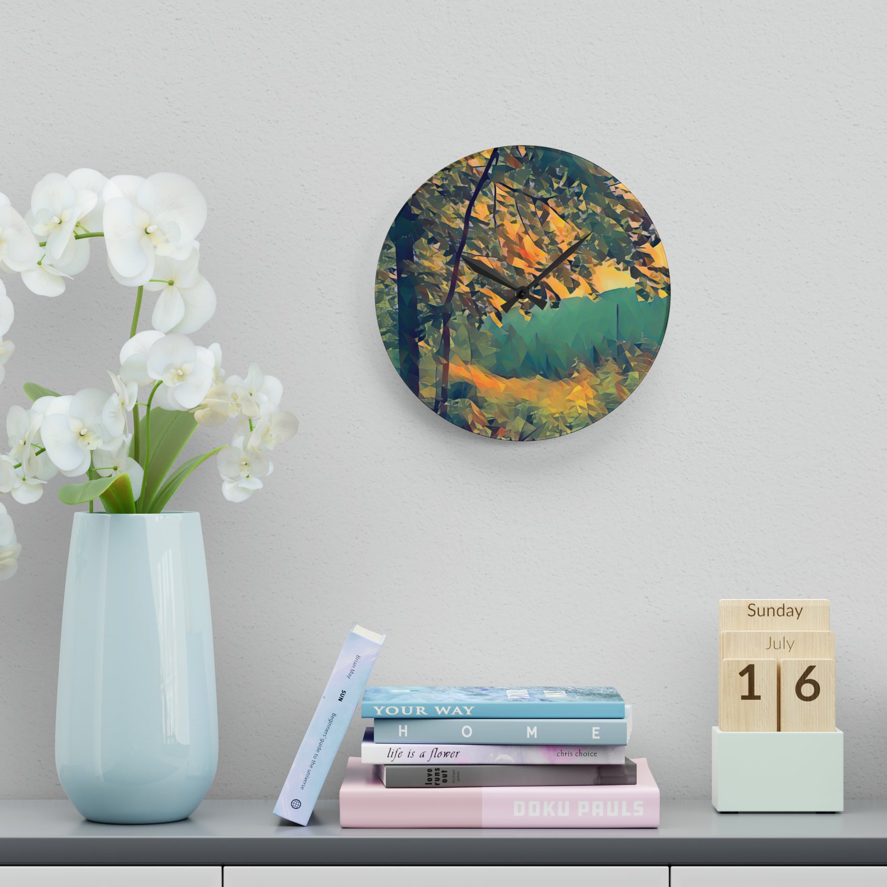 Acrylic Wall Clock - Poly Art - Forest (Variant 05)