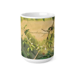 Ceramic White Cup 15oz - Poly Art - Rosehip plant (Variant 1)