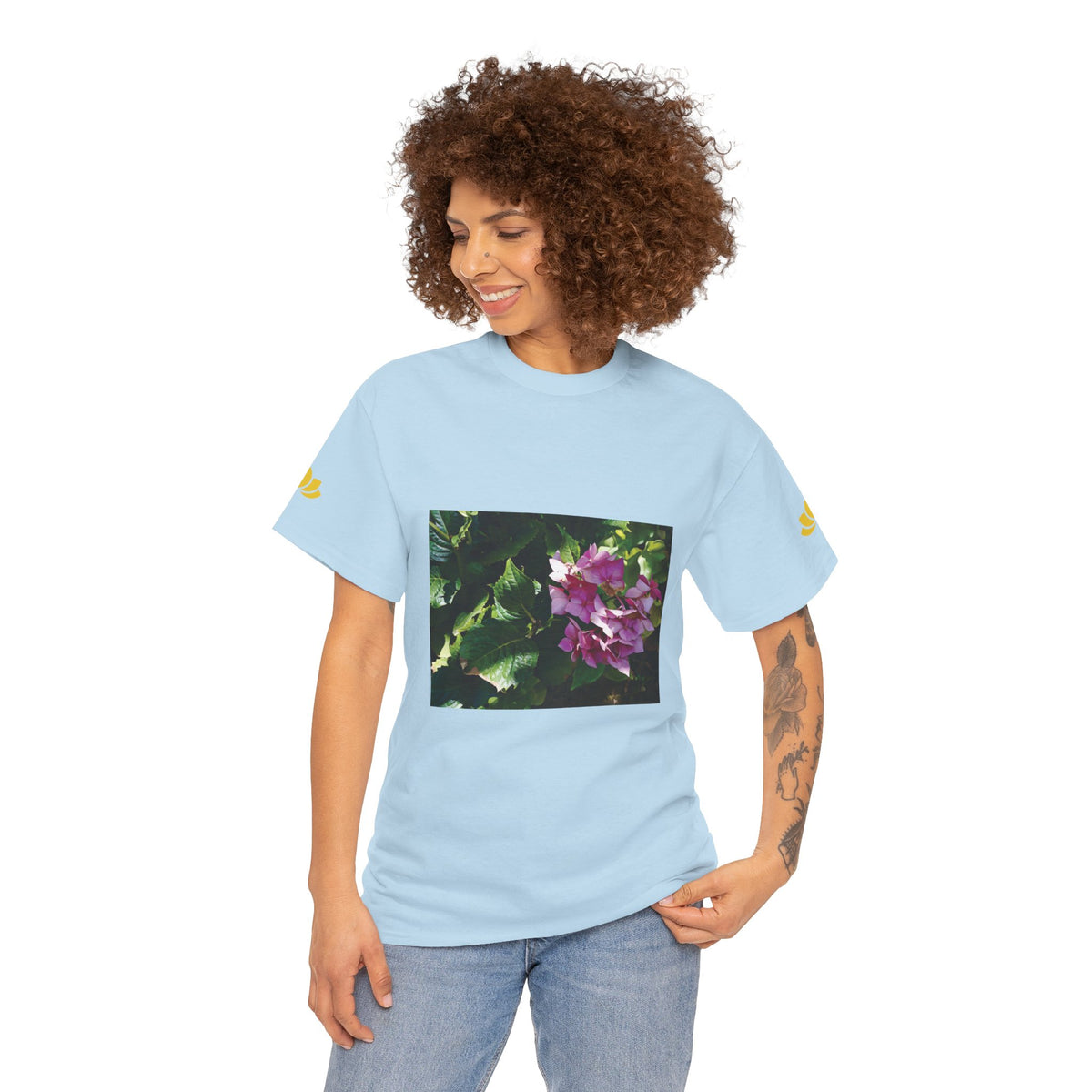 Unisex Heavy Cotton Tee - Flower of Ortensia/Hydrangea Macrophylla