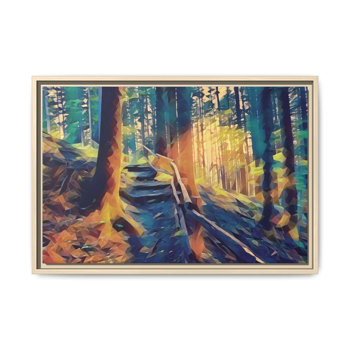 Forest, Golden Path | Poly Art | Framed Canvas