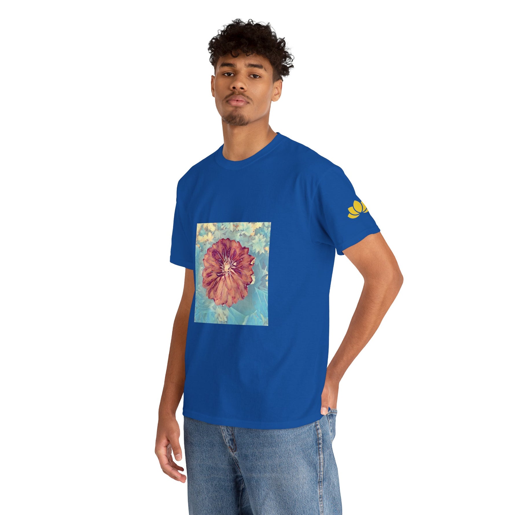 Unisex Heavy Cotton Tee - Poly Art - Flower of Dahlia (Variant 1)