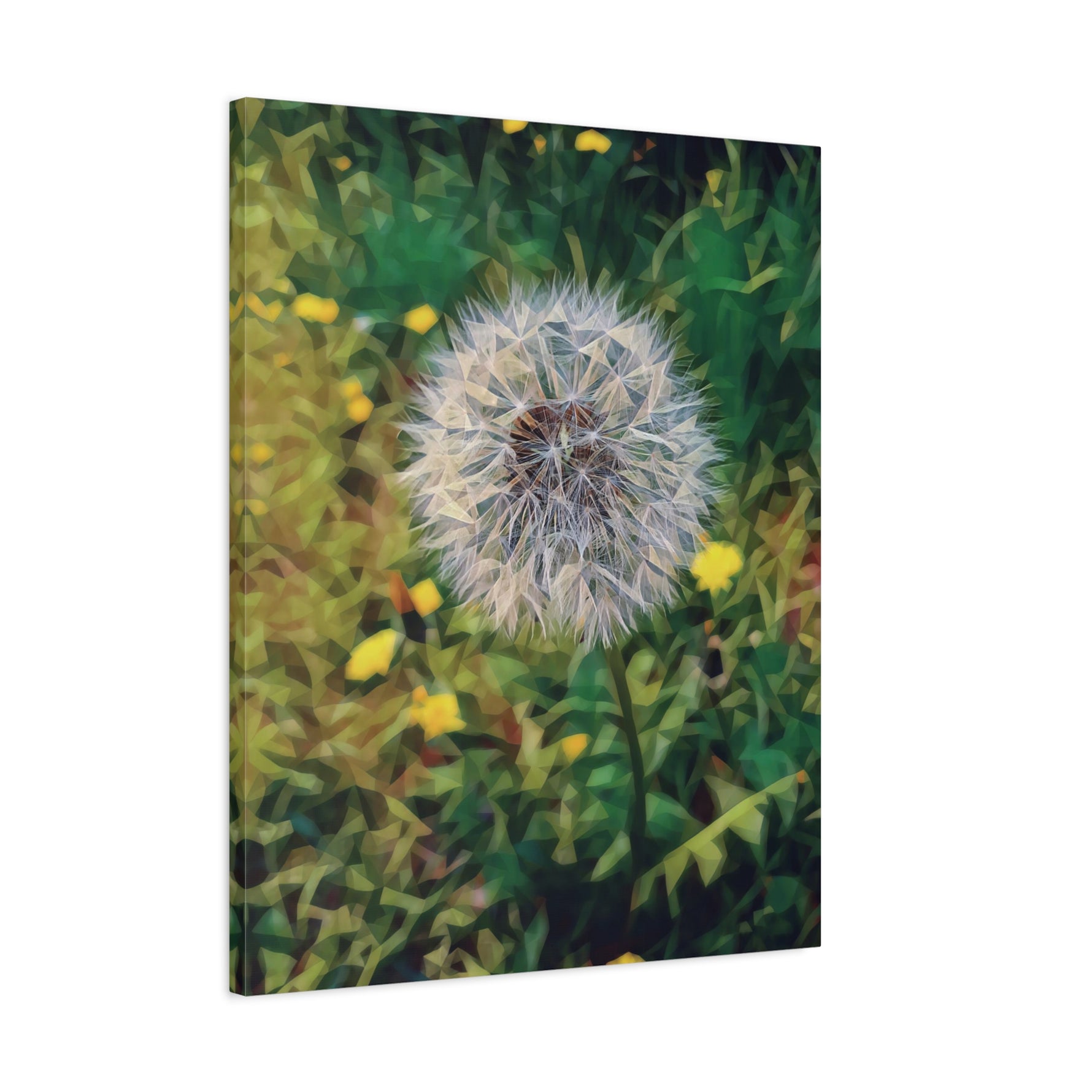 Stretched Matte Canvas - Poly Art - Flower of Dandelion (Variant 2)