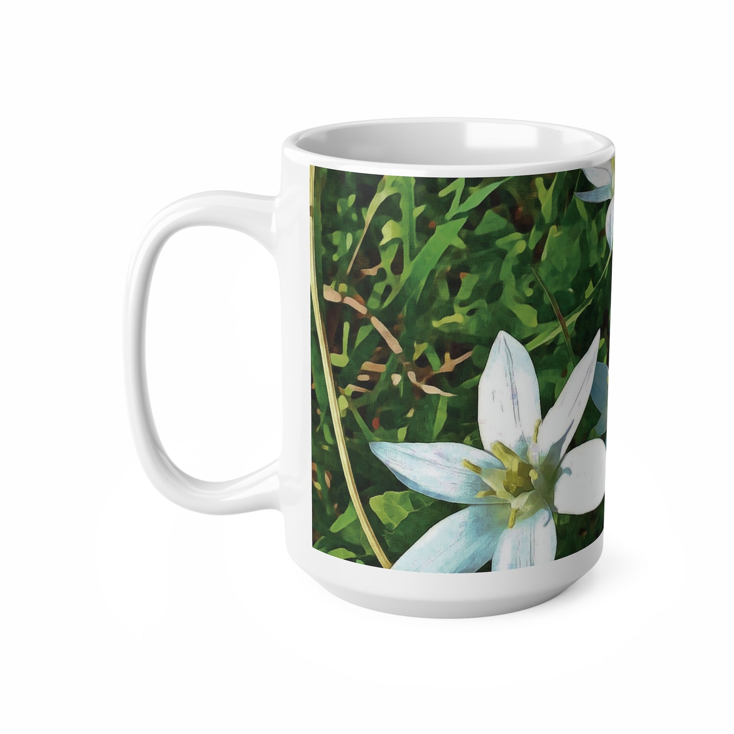 Ceramic White Cup 15oz - Flower of Ornithogalum