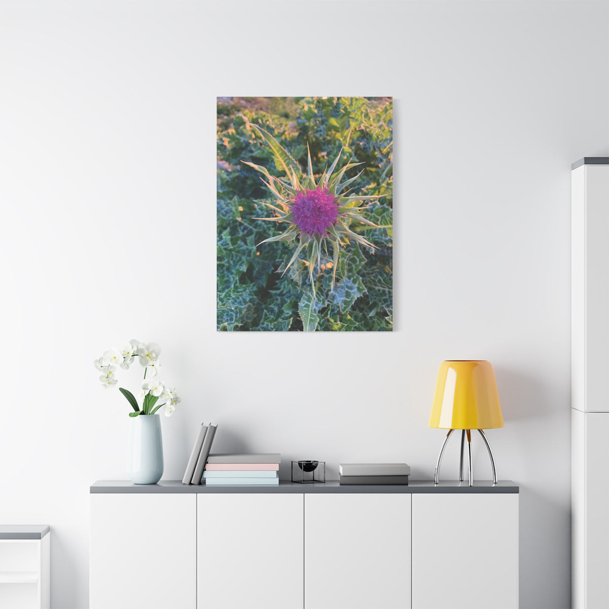 Stretched Matte Canvas - Flower of Silybum Marianum