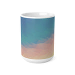 Ceramic White Cup 15oz - Poly Art - Sunset Sky (Variant 1)