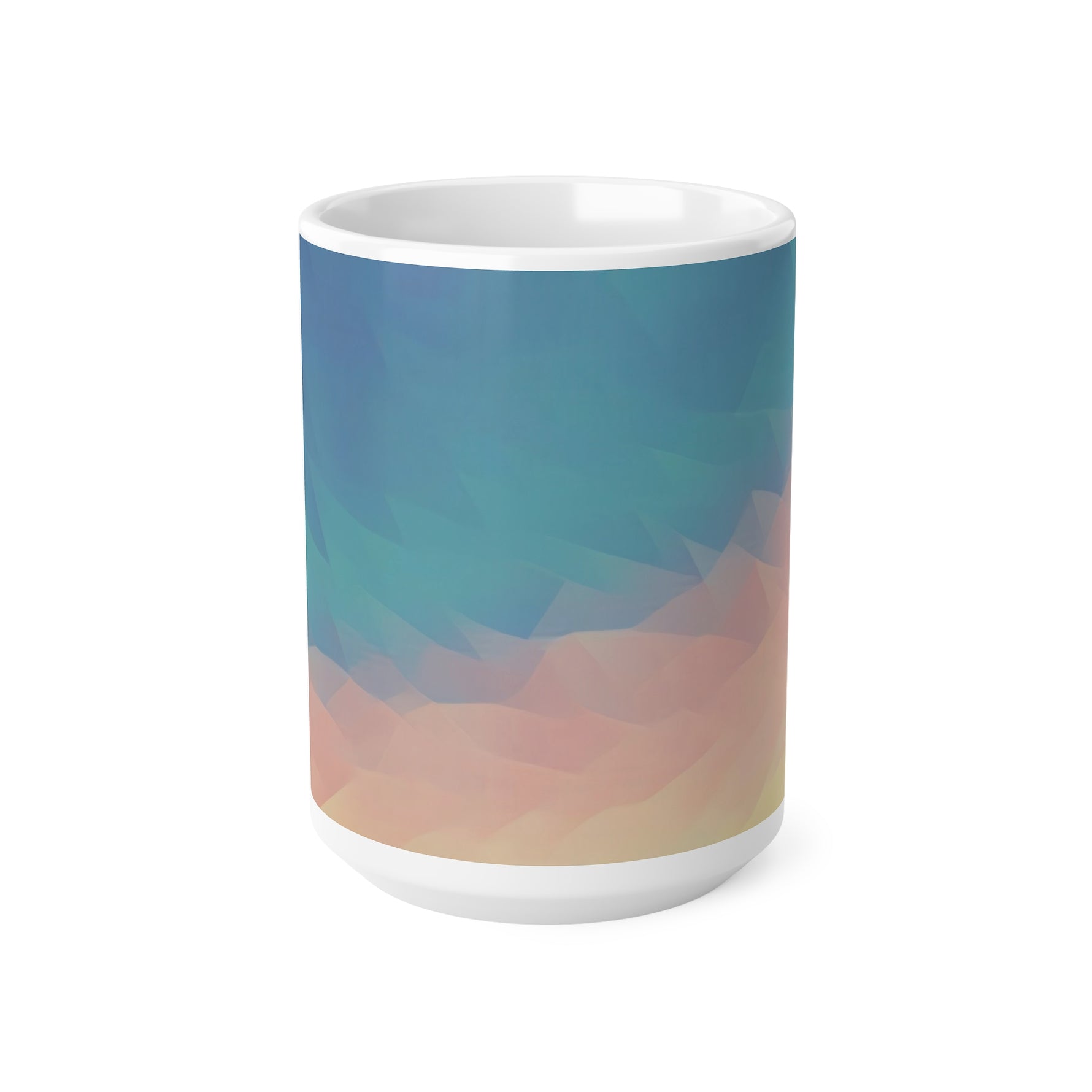 Ceramic White Cup 15oz - Poly Art - Sunset Sky (Variant 1)