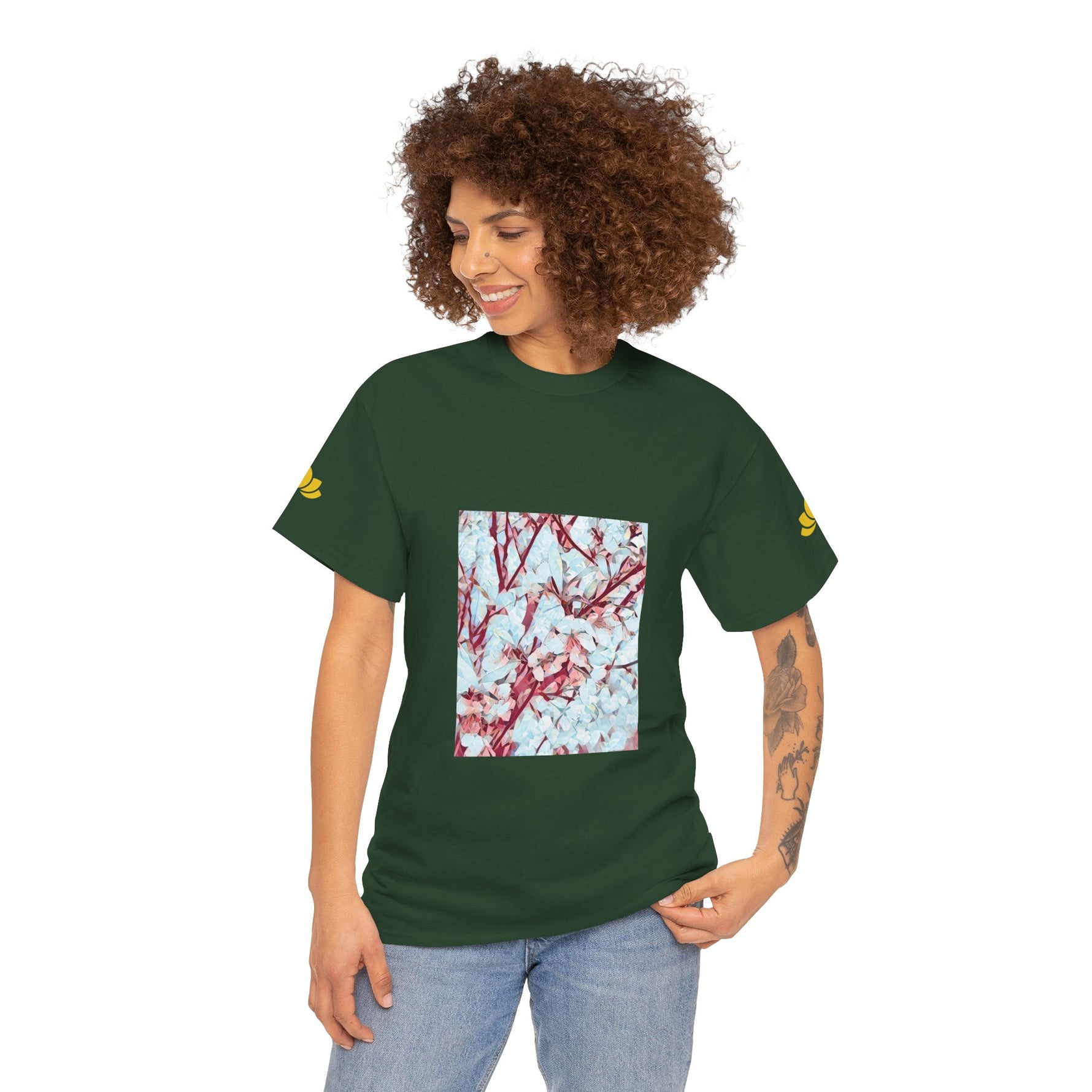 Unisex Heavy Cotton Tee - Poly Art - Apple's Tree Flower (Variant 4)