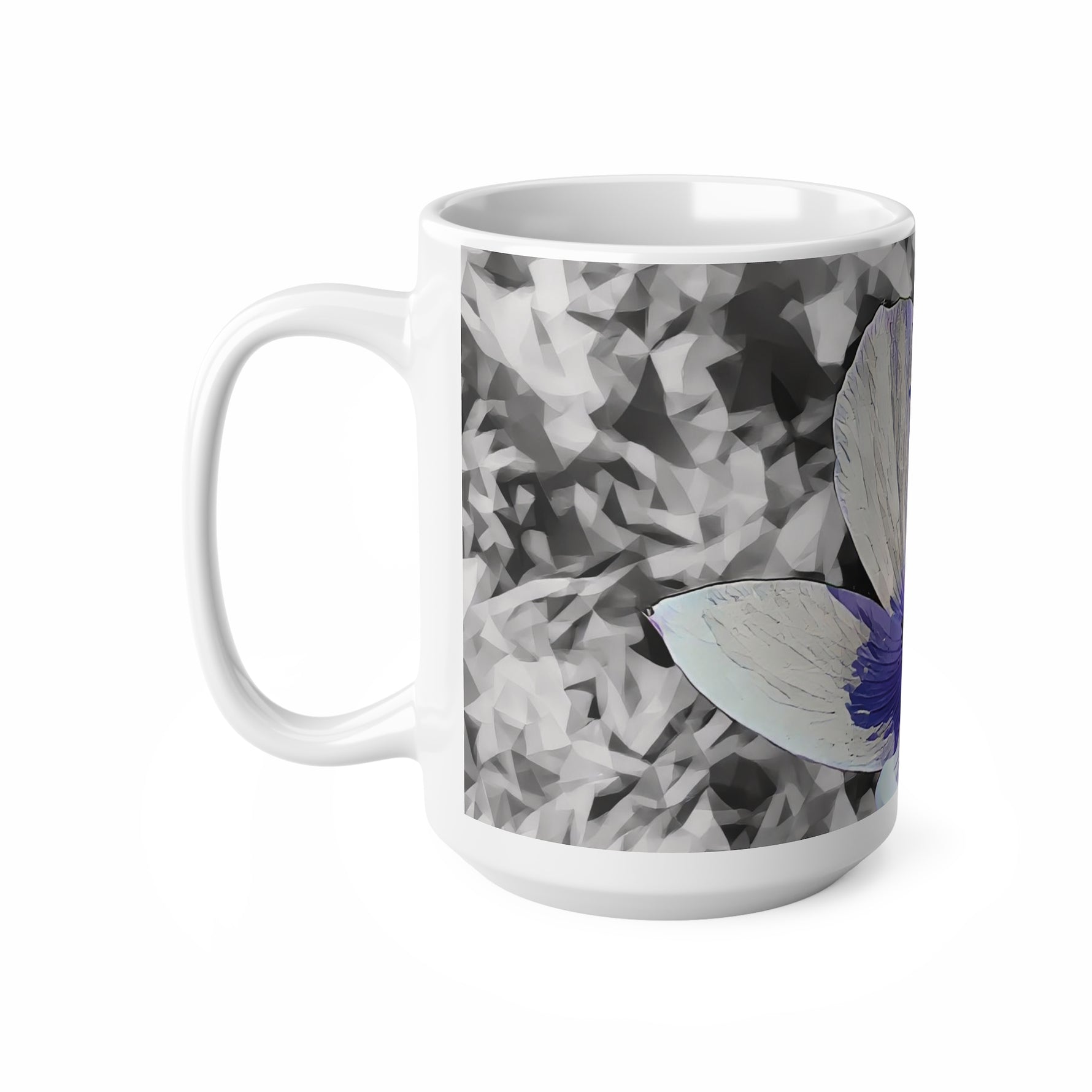 Ceramic White Cup 15oz - Poly Art - Flower of Anemone