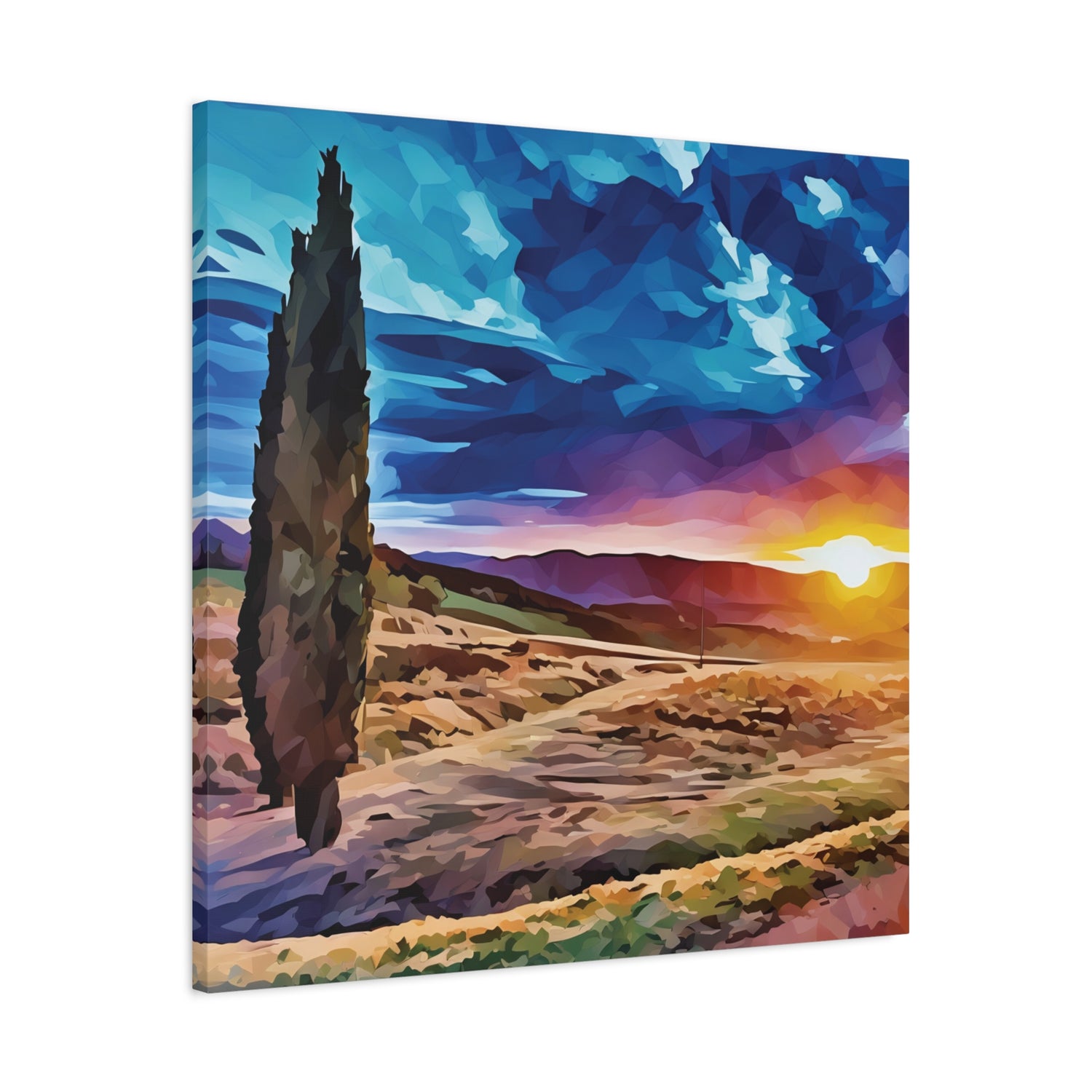 Stretched Matte Canvas - Poly Art - Tuscan Landscape (Variant 2)