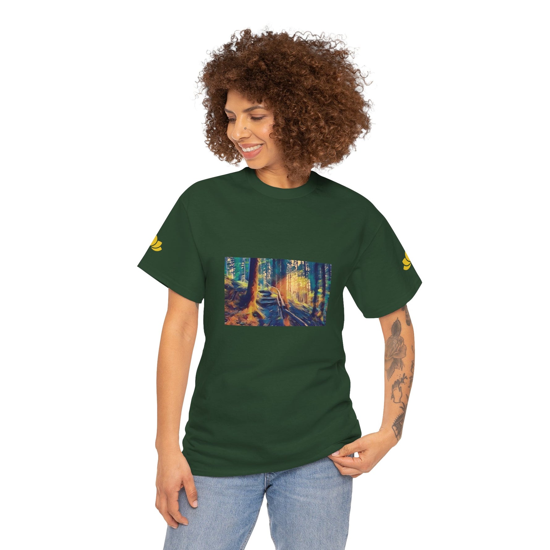 Unisex Heavy Cotton Tee - Poly Art - Forest, a Path (Variant 2)