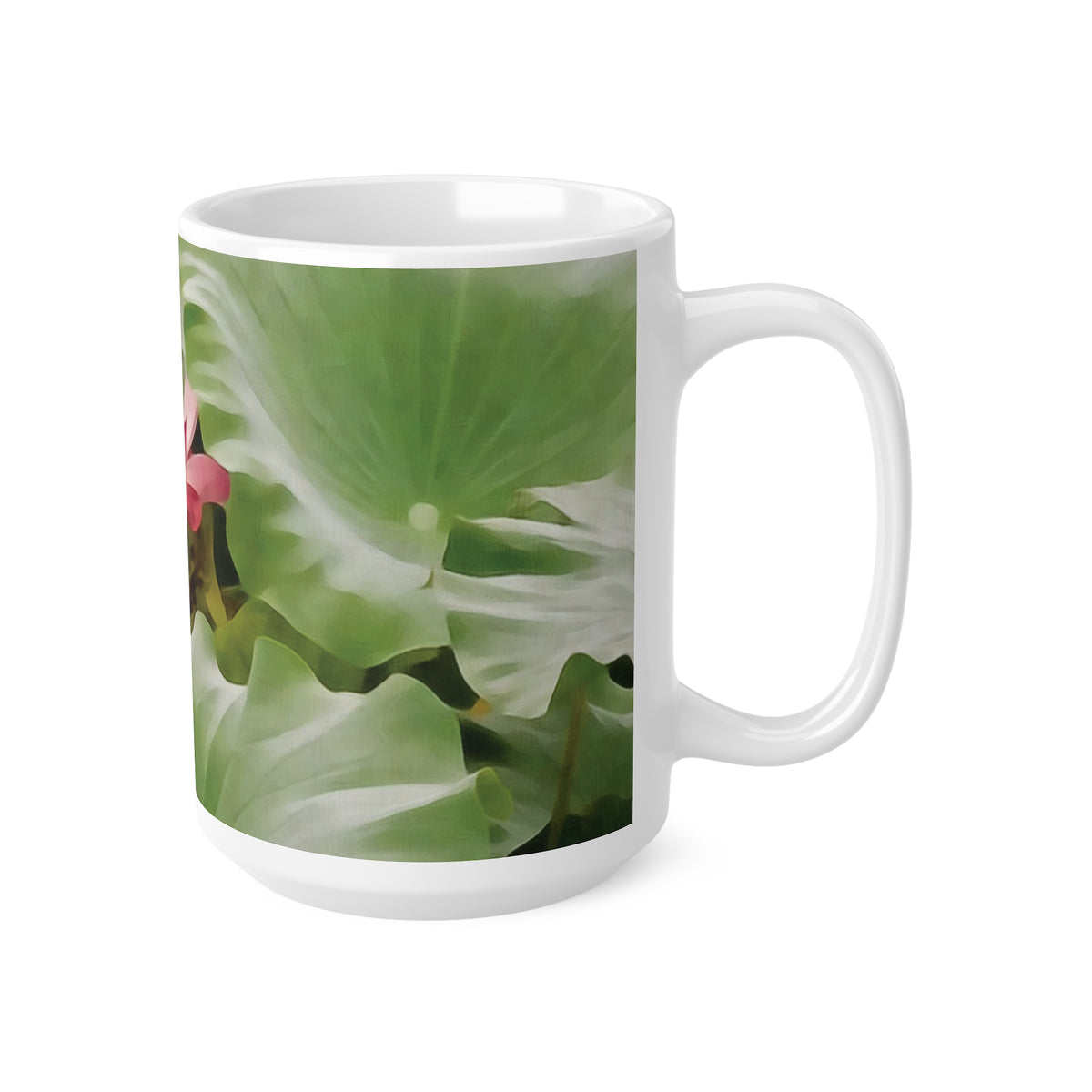 Ceramic White Cup 15oz - Flower of Lotus (Variant 2)