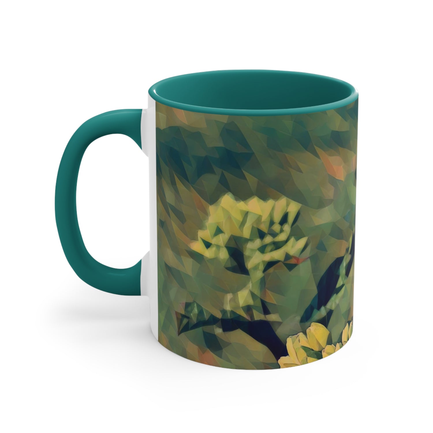Mug 11oz - Poly Art - Flower, Yellow