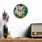 Acrylic Wall Clock - Poly Art - Flower, White
