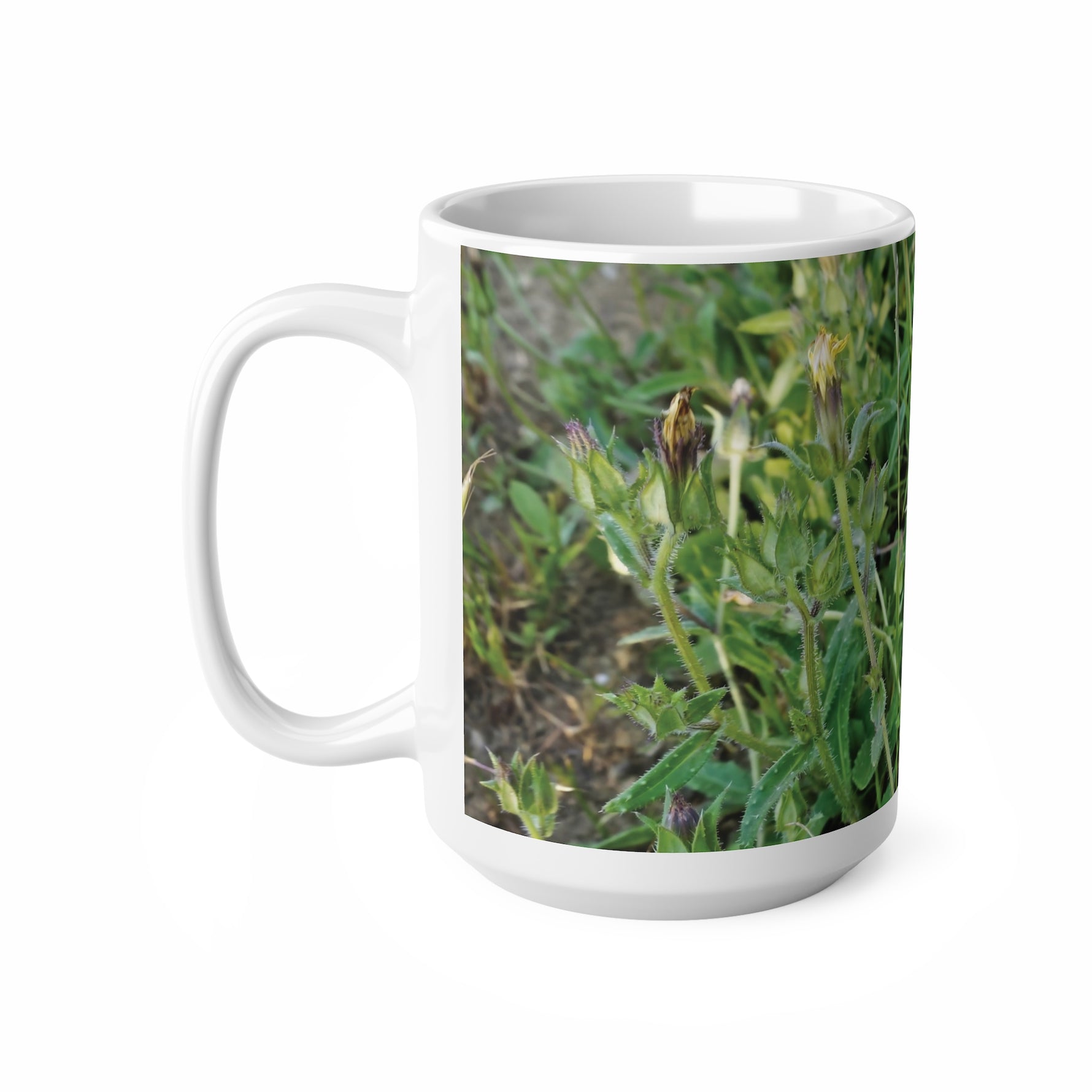 Ceramic White Cup 15oz - Flower of Malva Sylvestris