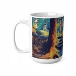 Ceramic White Cup 15oz - Poly Art - Forest, a Path (Variant 1)
