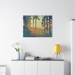 Stretched Matte Canvas - Poly Art - Forest Sunset (Variant 1)