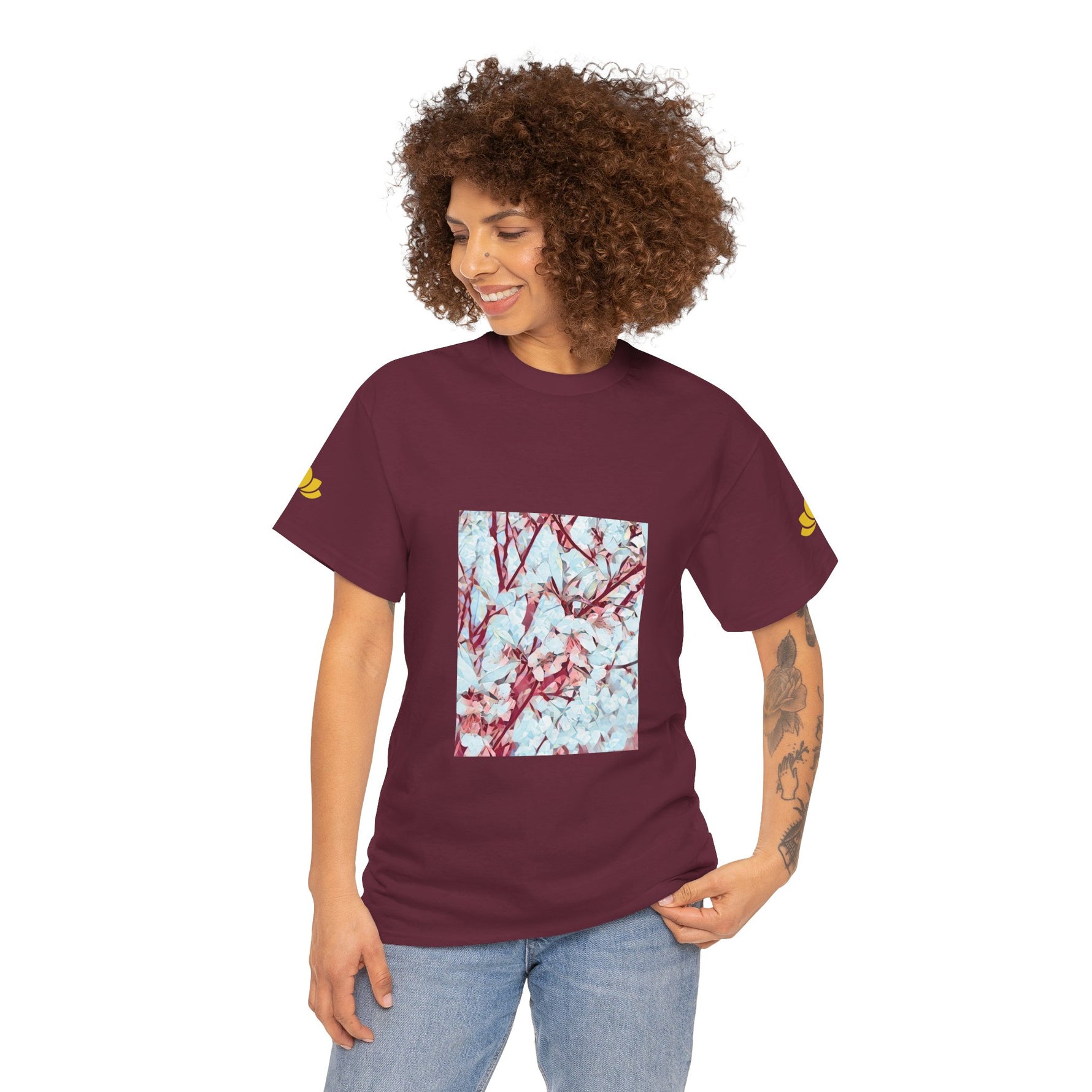 Unisex Heavy Cotton Tee - Poly Art - Apple's Tree Flower (Variant 4)