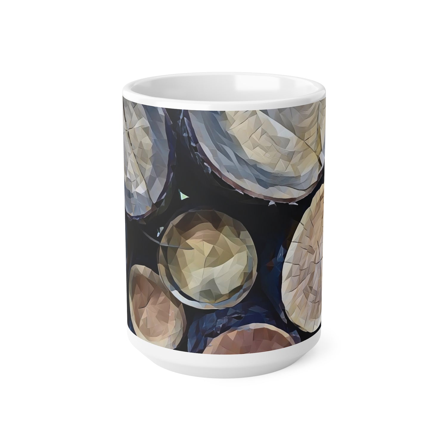 Ceramic White Cup 15oz - Poly Art - Wooden Trunks (Variant 1)