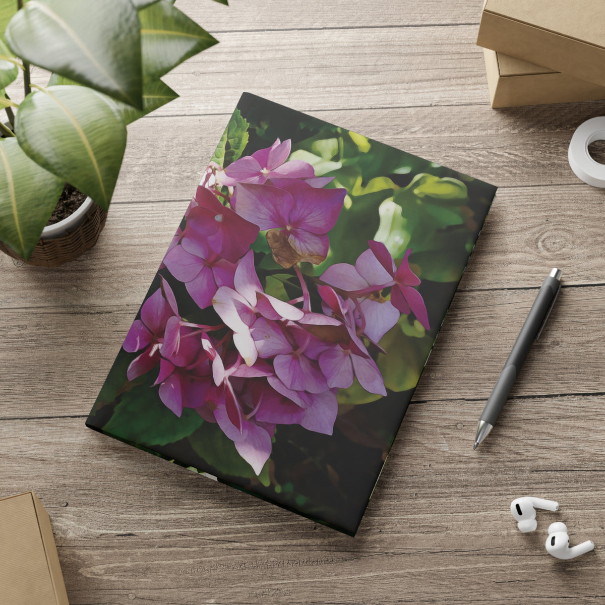 Hardcover Notebook with Puffy Covers - Flower of Ortensia/Hydrangea Macrophylla