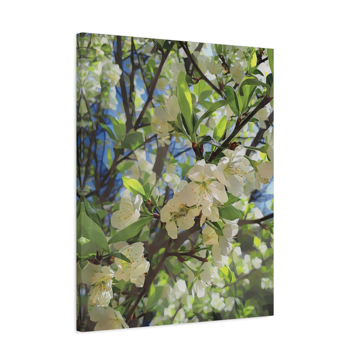 Stretched Matte Canvas - Poly Art - Apple's Tree Flower (Variant 1)