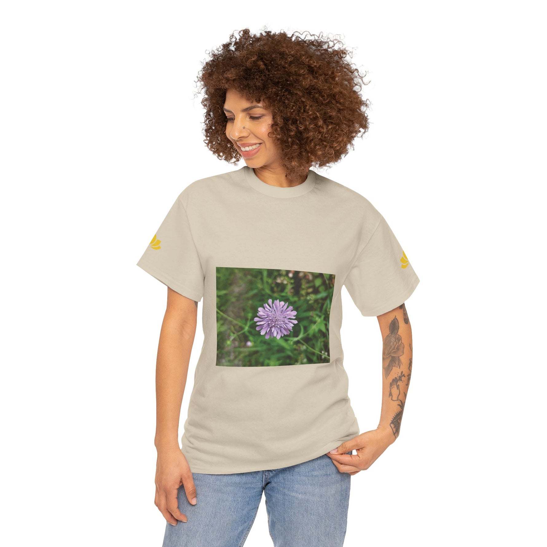 Unisex Heavy Cotton Tee - Flower of Knautia Integrifolia (Ambretta Annuale)
