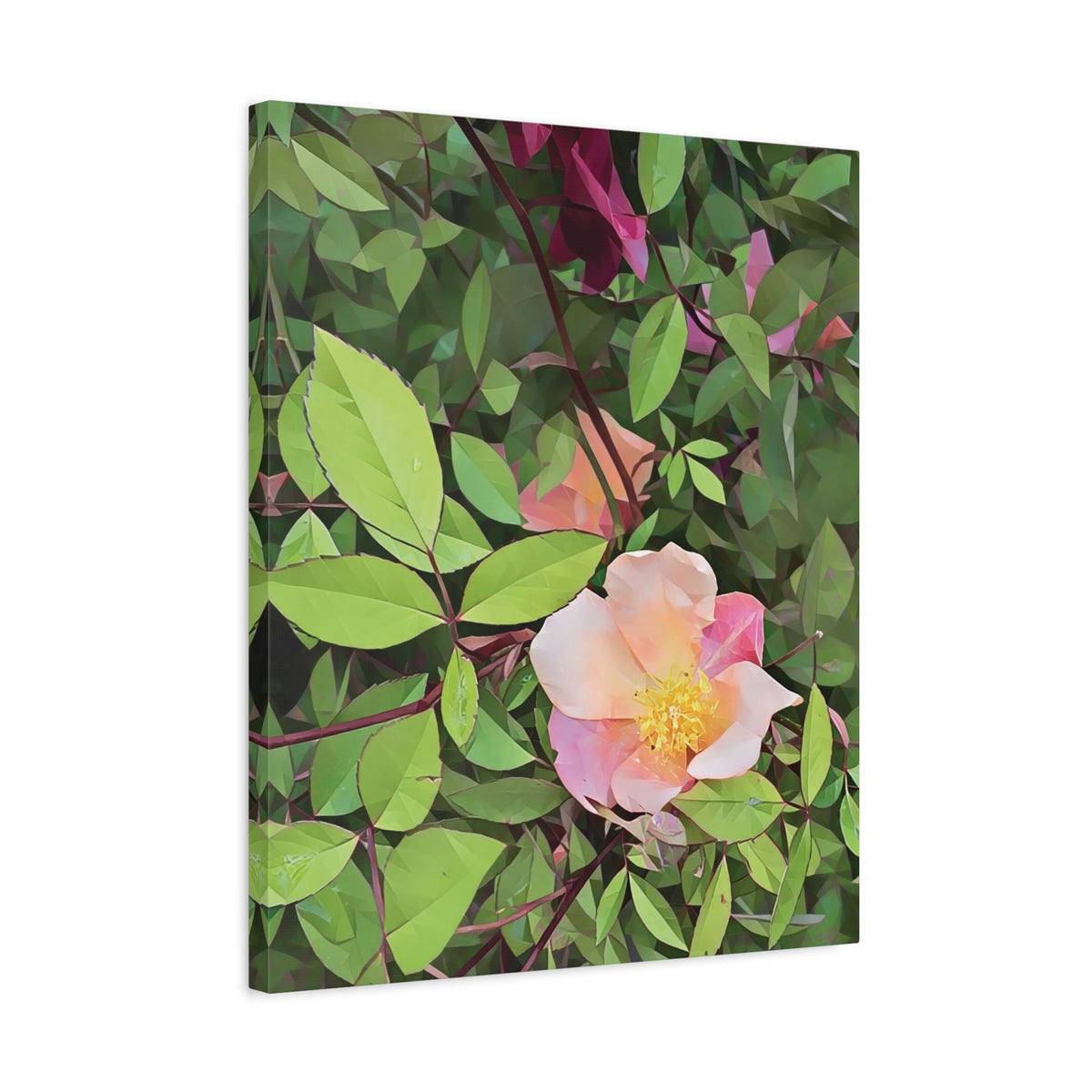 Stretched Matte Canvas - Poly Art - Flower of Rose (Variant 1)