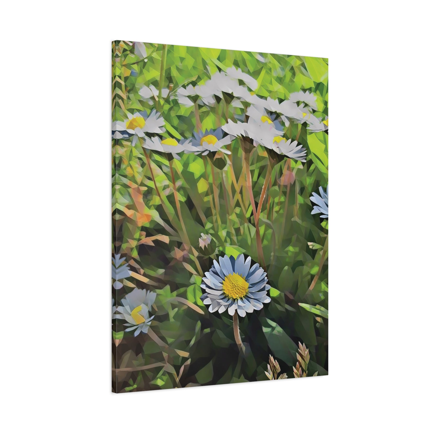Stretched Matte Canvas - Poly Art - Flower of Daisies (Variant 1)