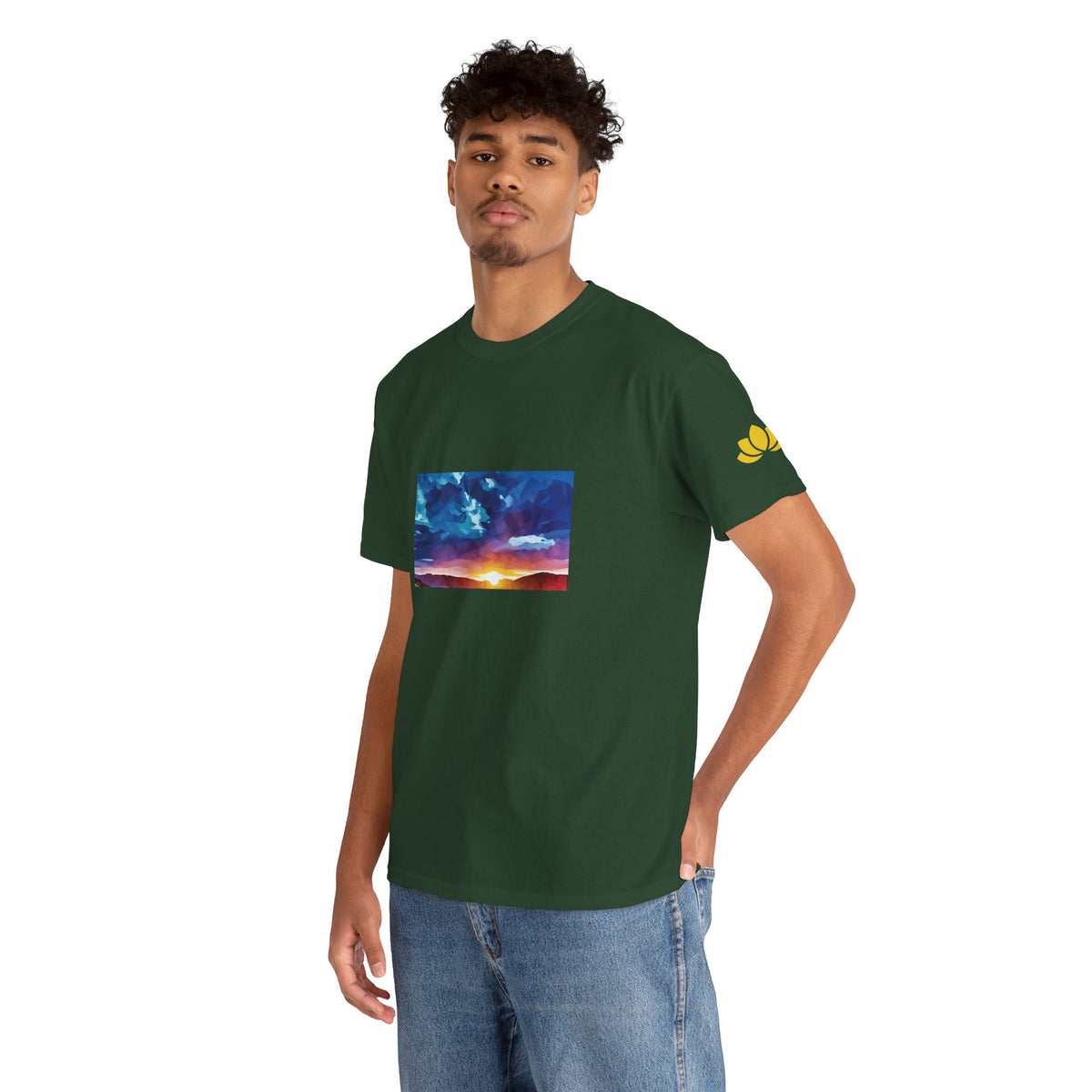 Unisex Heavy Cotton Tee - Poly Art - Sunset Sky (Variant 1)
