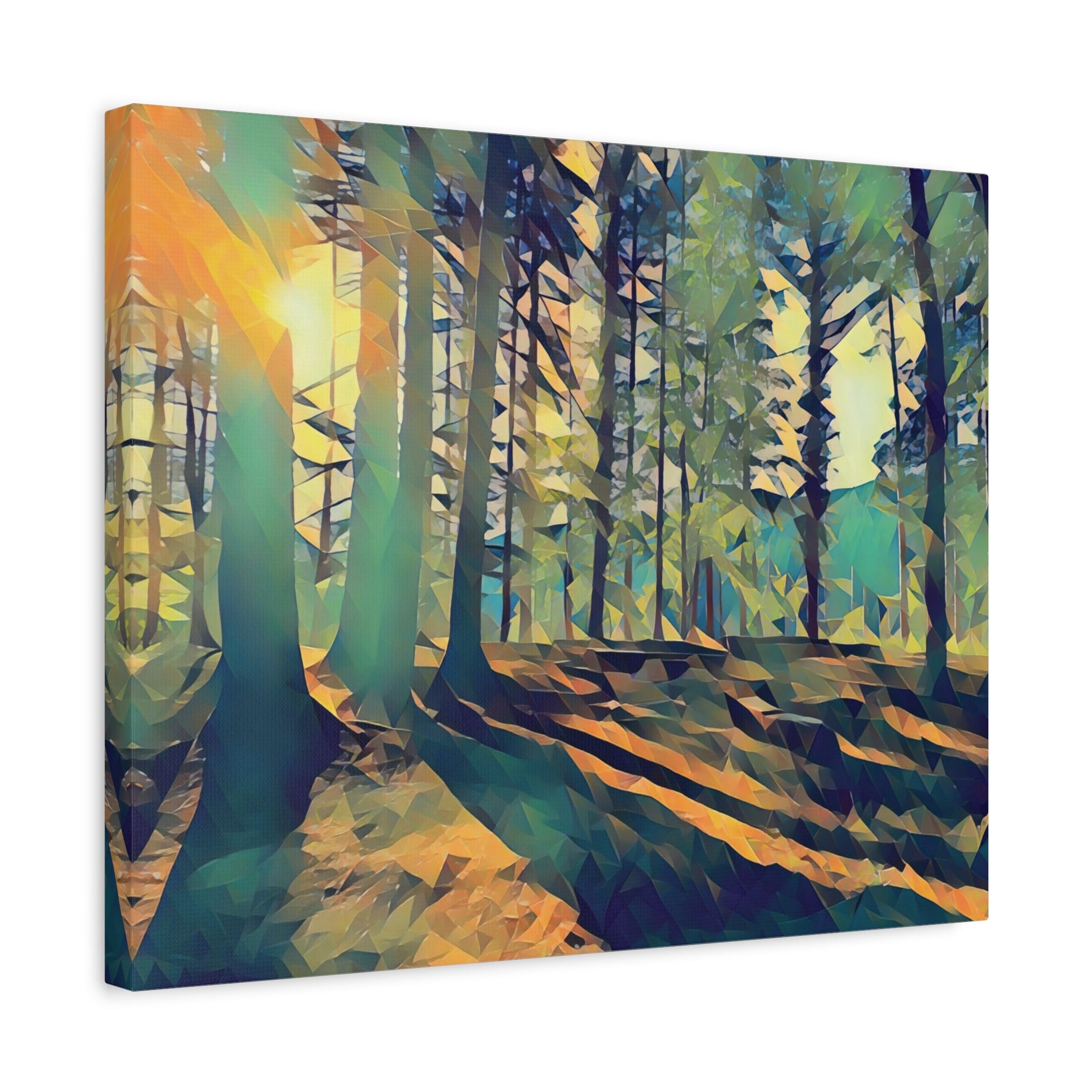 Stretched Matte Canvas - Poly Art - Forest (Variant 09)