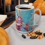 Ceramic White Cup 15oz - Poly Art - Flower of Daisies (Variant 6)
