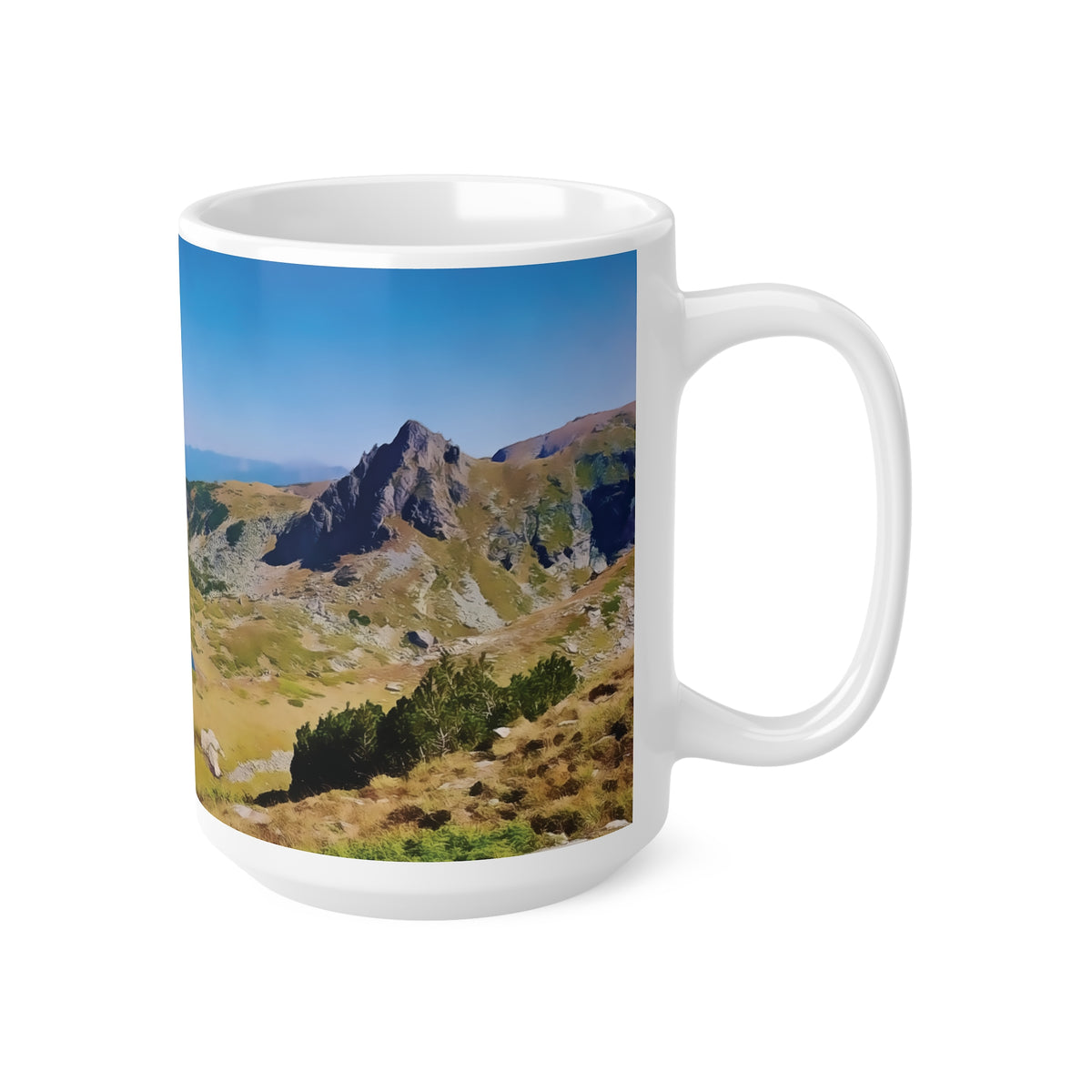 Ceramic White Cup 15oz - Rila Lakes, Bulgaria (Variant 1)