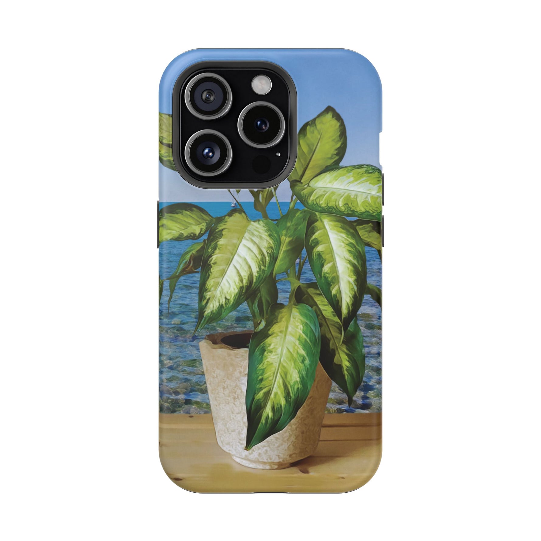 Magnetic Tough Phone Case - Dieffenbachia Plant and Sea