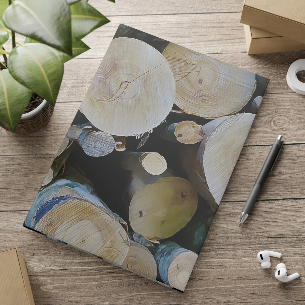 Hardcover Notebook with Puffy Covers - Wooden Trunks (Variant 1)