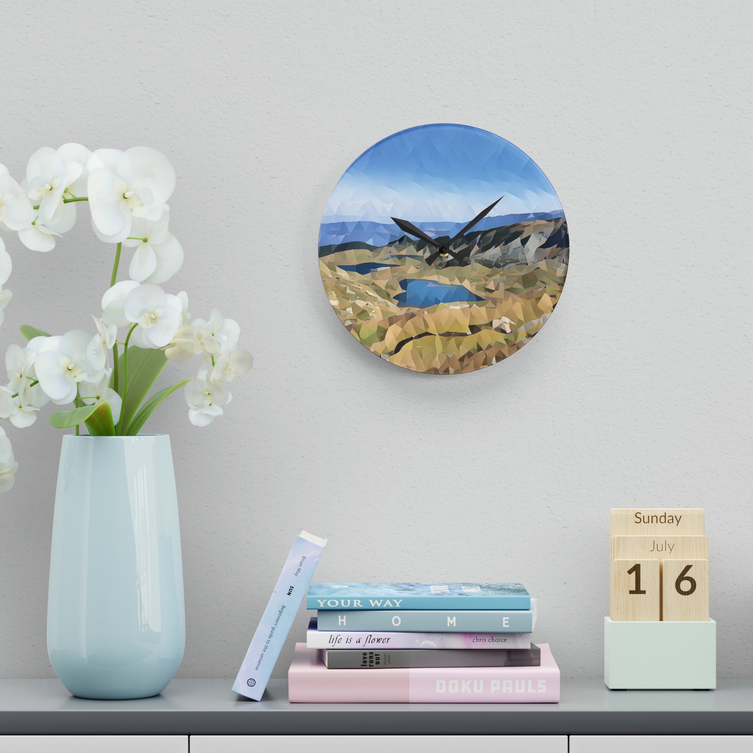 Acrylic Wall Clock - Poly Art - Rila Lakes, Bulgaria