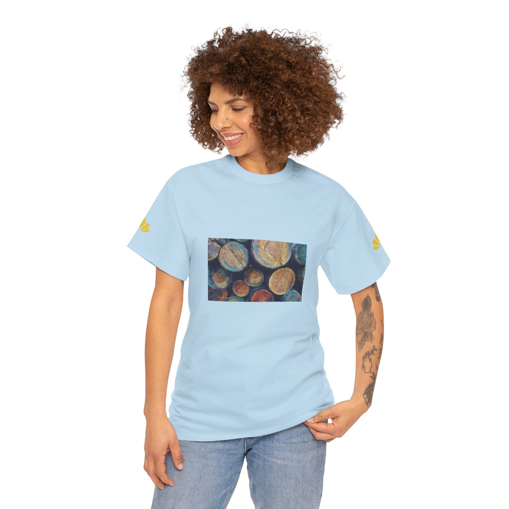 Unisex Heavy Cotton Tee - Poly Art - Wooden Trunks (Variant 3)